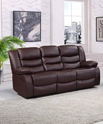 Roma Brown Bonded Leather Recliner Sofa Set