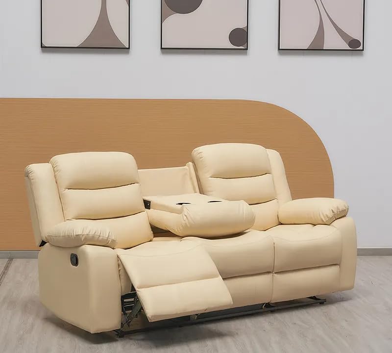 Roma Cream Leather Recliner Sofa Suite