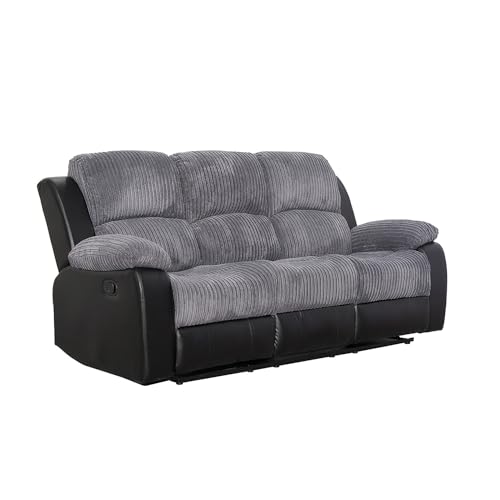 Rio Recliner Black/Grey Jumbo Cord Sofa Set