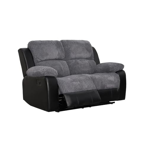 Rio Recliner Black/Grey Jumbo Cord Sofa Set