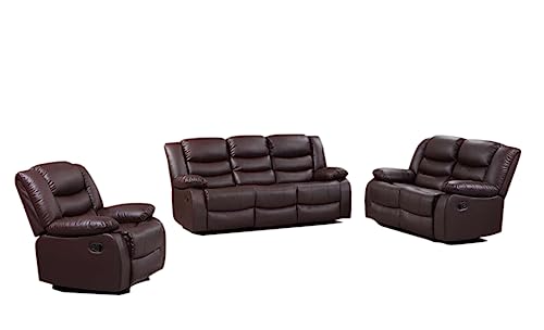 Roma Brown Bonded Leather Recliner Sofa Set
