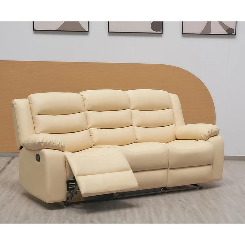 Roma Cream Leather Recliner Sofa Suite