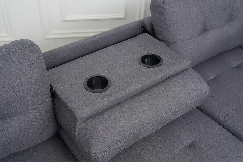 Western Grey L-Shaped Corner Sofa with Ottoman