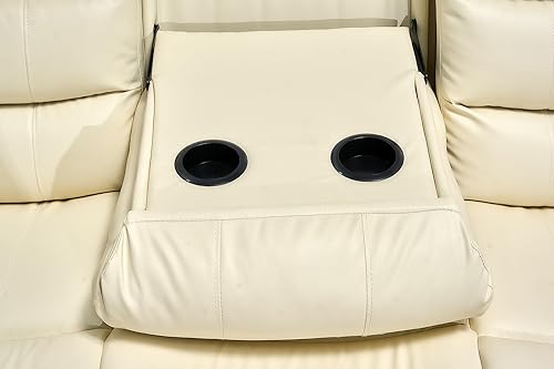 Roma Cream Leather Recliner Sofa Suite