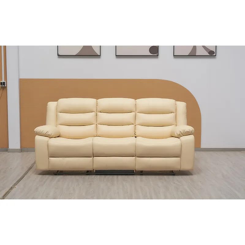 Roma Cream Leather Recliner Sofa Suite