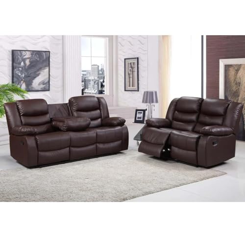 Roma Brown Bonded Leather Recliner Sofa Set