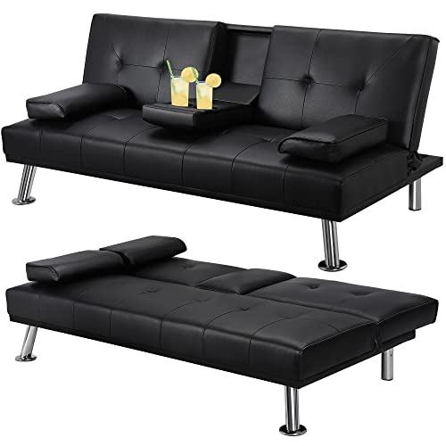 Yaheetech Click Clack Faux Leather Sofa Bed