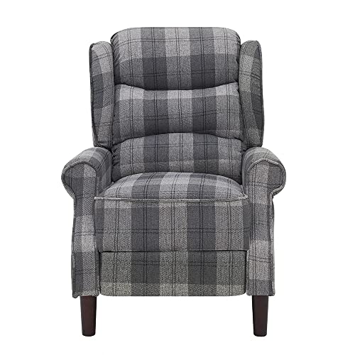 Beige or Grey Tartan Armchair Recliner