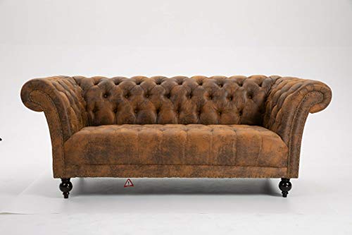 Handmade Brown Chesterfield 2-Seater Sofa Armchair