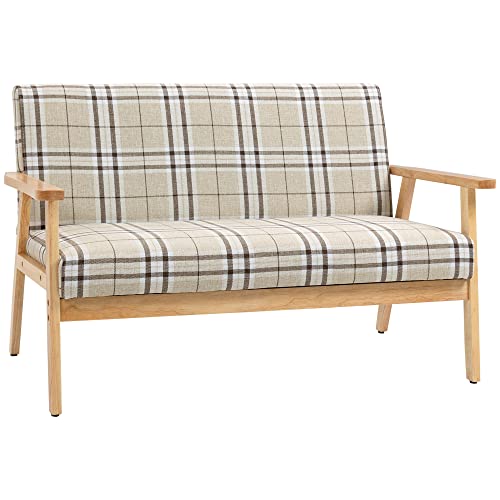 HOMCOM Modern Beige Two-Seater Lattice Sofa