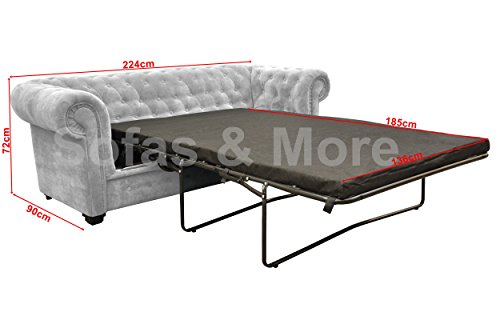 Chesterfield Light Grey Sofa Bed - 3 Seater