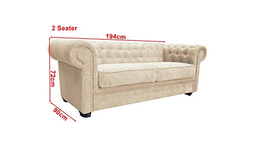 Chesterfield Corner Sofa Set - Cream Fabric