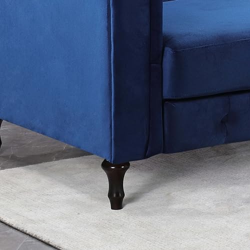 Vintage Blue Velvet 3-Seater Sofa Bed