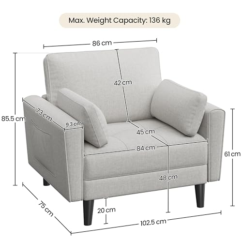 Tufted Oversized Fabric Armchair with Pillows