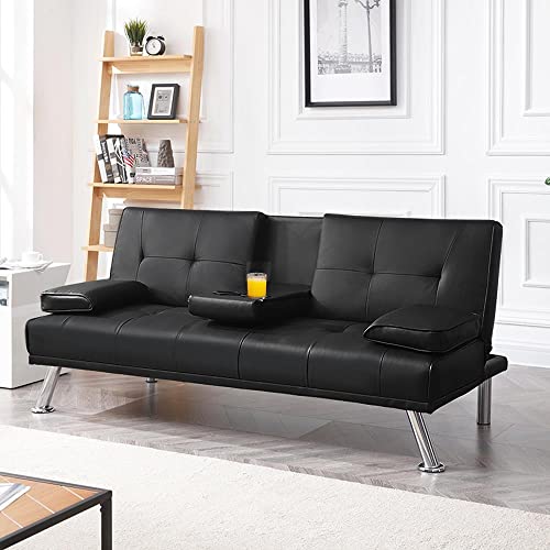 Yaheetech Click Clack Faux Leather Sofa Bed