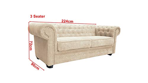 Chesterfield Corner Sofa Set - Cream Fabric