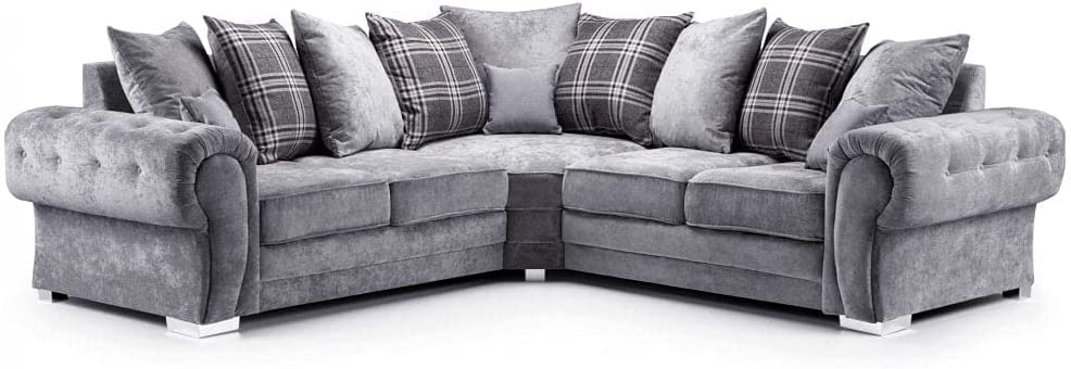 Dark Grey Suede Corner Sofa for Living Rooms