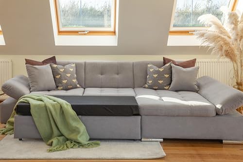 Malvi Grey Corner Sofa Bed with Storage