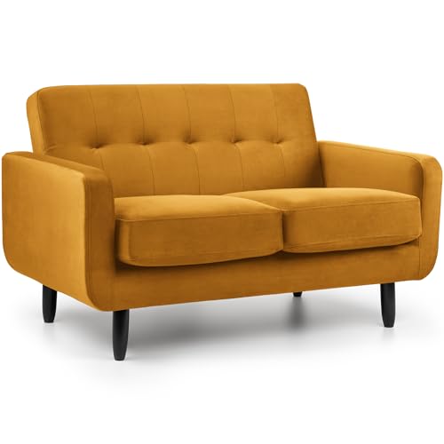 Elegant Mustard Yellow Velvet 2-Seater Sofa