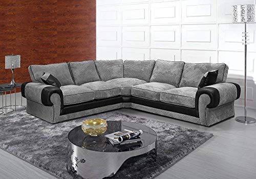 Grey Jumbo Cord 5-Seater Corner Sofa Set