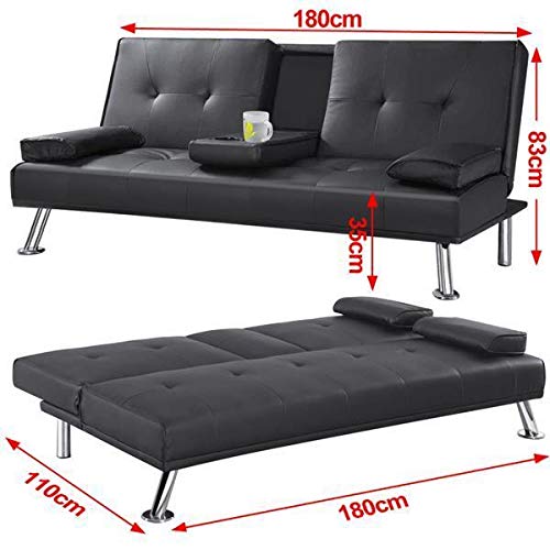 Yaheetech Click Clack Faux Leather Sofa Bed