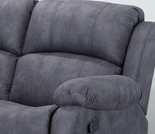 Grey Fabric 5-Seater Manual Reclining Corner Sofa