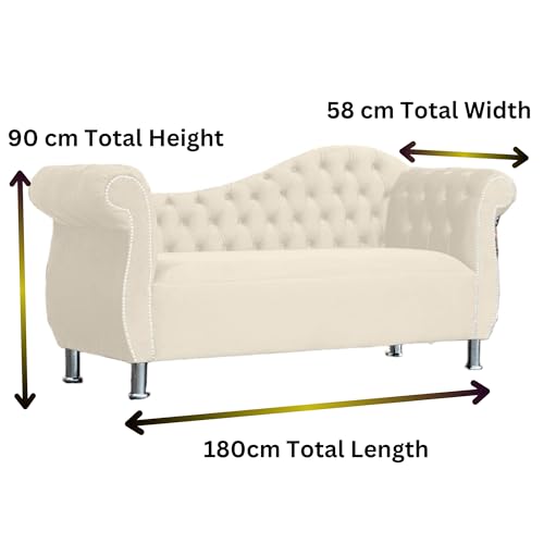 Vintage Cream Velvet Chesterfield Chaise Lounge Sofa