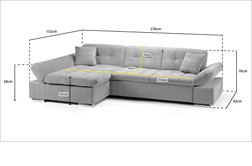 Malvi Grey Corner Sofa Bed with Storage