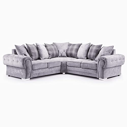 Dark Grey Suede Corner Sofa for Living Rooms