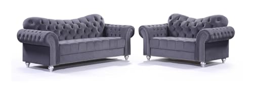 Graphite Grey Velvet Chesterfield Sofa Collection