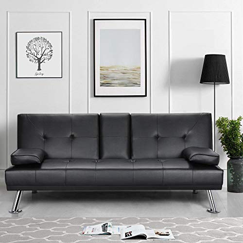 Yaheetech Click Clack Faux Leather Sofa Bed