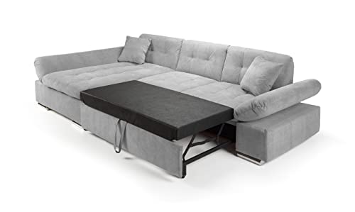 Malvi Grey Corner Sofa Bed with Storage
