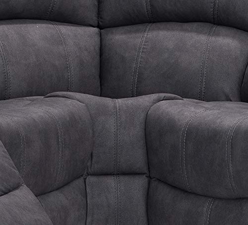 Grey Fabric 5-Seater Manual Reclining Corner Sofa