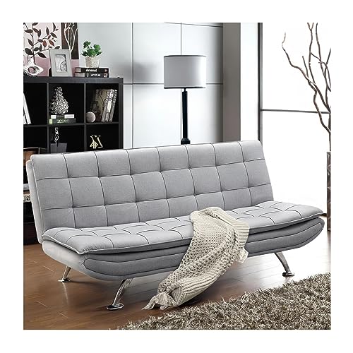Light Grey 3-Seater Fabric Sofa Bed Recliner