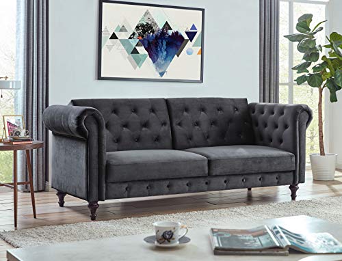 Vintage Velvet Chesterfield Three Seater Sofa Bed