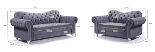 Graphite Grey Velvet Chesterfield Sofa Collection