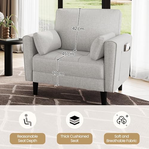Tufted Oversized Fabric Armchair with Pillows