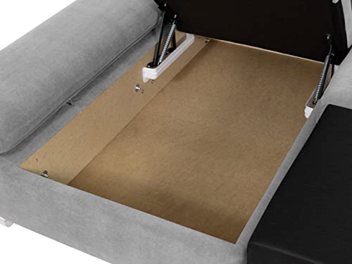 Malvi Grey Corner Sofa Bed with Storage