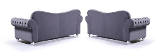 Graphite Grey Velvet Chesterfield Sofa Collection