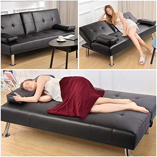 Yaheetech Click Clack Faux Leather Sofa Bed