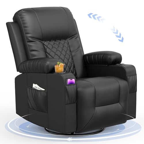 YONISEE Swivel Rocker Recliner Chair with Footrest