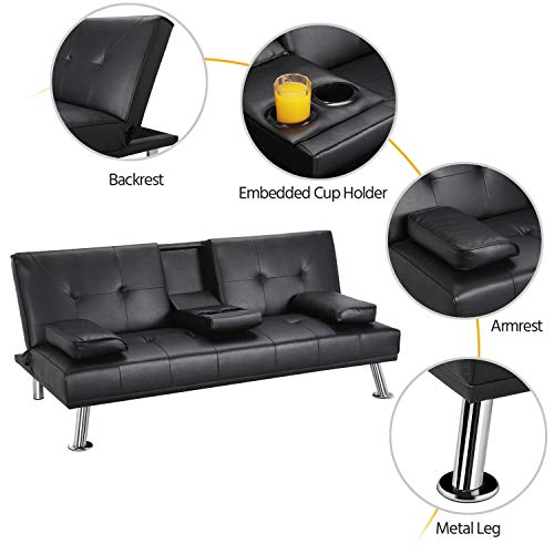 Yaheetech Click Clack Faux Leather Sofa Bed