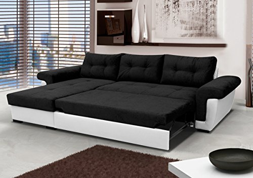 Black Corner Sofa Bed with Storage