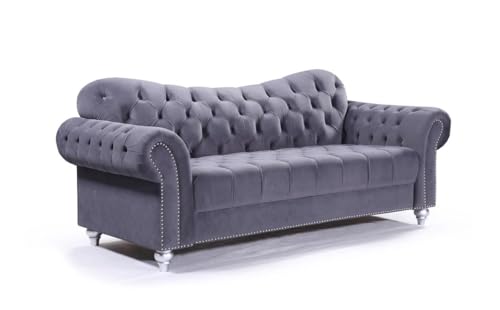 Graphite Grey Velvet Chesterfield Sofa Collection