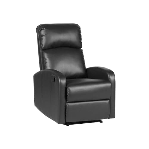 EVRE Black Leather Recliner Armchair with Adjustable Leg Rest