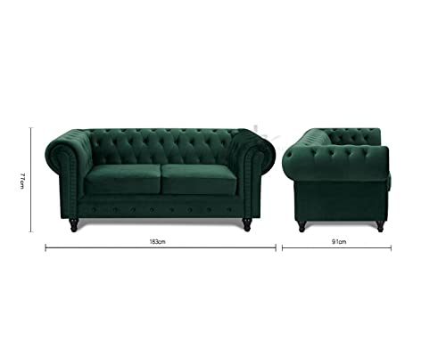 Velvet Green Chesterfield 2-3 Seat Sofa