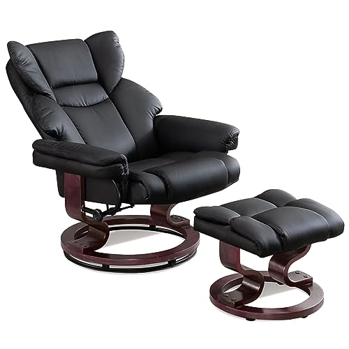 Ergonomic Recliner Chair with Footstool, Black