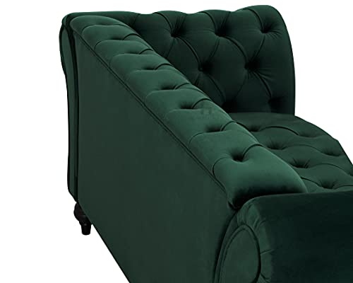 Velvet Chesterfield Curved Sofa – 3 Seater Green