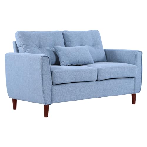 Light Blue Tufted 2-Seater Loveseat Sofa