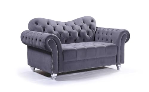 Graphite Grey Velvet Chesterfield Sofa Collection